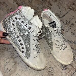 Vintage Havana Silver Glitter Star High-Top Sneakers